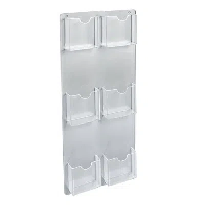 Azar Displays Six-pocket Vertical Trifold Wall Mount Brochure Holder, 2-pack In Clear