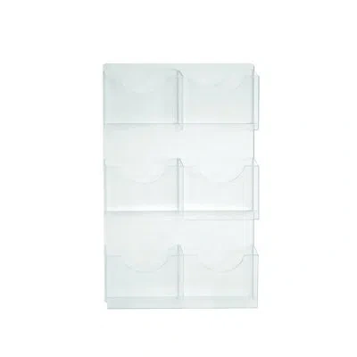 Azar Displays Six-pocket Wall Mount Letter Brochure Holder, 2-pack In Clear