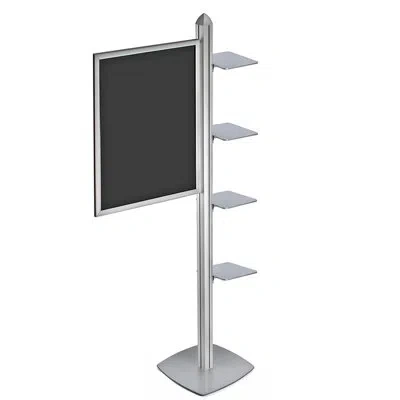Azar Displays Sky Tower Display Kit With 22" X 28" Slide-in Frame And Four Square Shelves In Clear