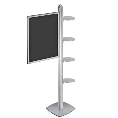 Azar Displays Sky Tower Display Kit With 22"w X 28"h Slide-in Frame And Four Round Shelves In Silver