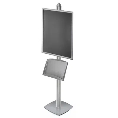 Azar Displays Sky Tower Display Kit With 22"w X 28"h Snap Frame And Steel Brochure Shelf In Silver