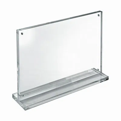 Azar Displays Slim Deluxe Acrylic Block Frame 11” X 8.5” On ½” Acrylic Base With Magnet Closure And Rubber Bumpers In Clear