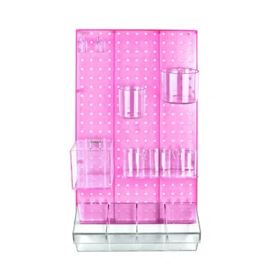 Azar Displays The Diy Multi-purpose 12-piece Pegboard Wall Organizer Kit With One Panel And Accessory Assortment ( In Pink