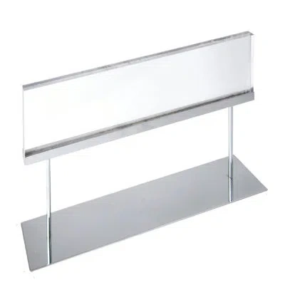 Azar Displays The Elite Series: Large Acrylic Block Sign Holder On Chrome Stand For Counter 22"w X 6" H Graphic Si In Silver