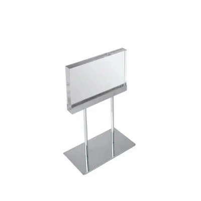 Azar Displays The Elite Series: Small Acrylic Block Sign Holder On Chrome Stand For Counter 8.5"w X 5.5" H Graphic In Clear