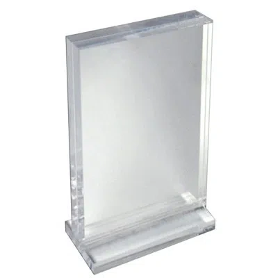 Azar Displays The Imperial Collection: Acrylic Block Frame On Acrylic Base, Vertical 8.5"w X 11"h In Clear