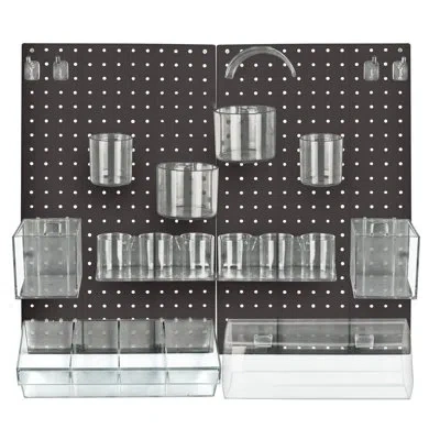Azar Displays The Ultimate Diy Multi-purpose 24-piece Pegboard Wall Organizer Kit With Two Panels And Accessory As In Black