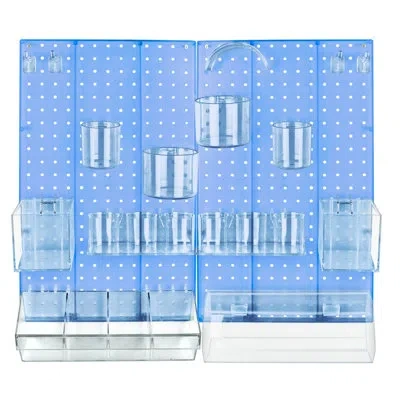 Azar Displays The Ultimate Diy Multi-purpose 24-piece Pegboard Wall Organizer Kit With Two Panels And Accessory As In Blue