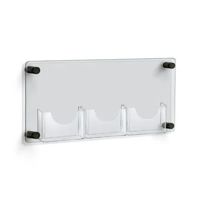 Azar Displays Three-pocket Bifold Wall Mount Brochure Holder Overall Measurement With Black Stand Off Caps: 23"w X