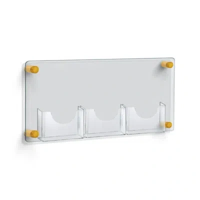 Azar Displays Three-pocket Bifold Wall Mount Brochure Holder Overall Measurement With Gold Stand Off Caps: 23"w X 