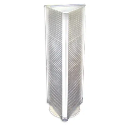 Azar Displays Three-sided Pegboard Tower Floor Display On Revolving Base. Spinner Rack Stand. Panel Size: 16"w X 6