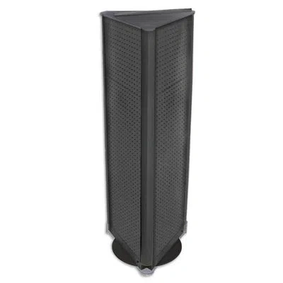 Azar Displays Three-sided Pegboard Tower Floor Display On Revolving Base. Spinner Rack Stand. Panel Size: 16"w X 6 In Black