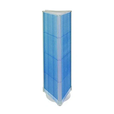 Azar Displays Three-sided Pegboard Tower Floor Display On Revolving Base. Spinner Rack Stand. Panel Size: 16"w X 6 In Blue
