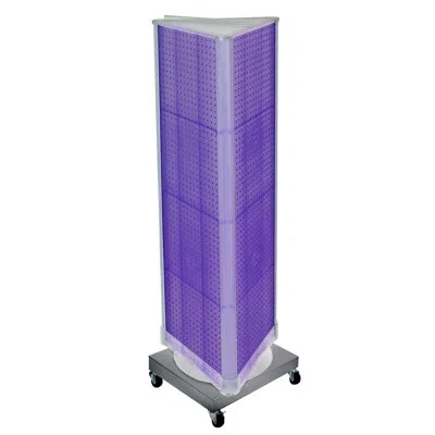 Azar Displays Three-sided Revolving Pegboard Tower Floor Display On Wheeled Metal Base. Spinner Rack Stand. Panel 