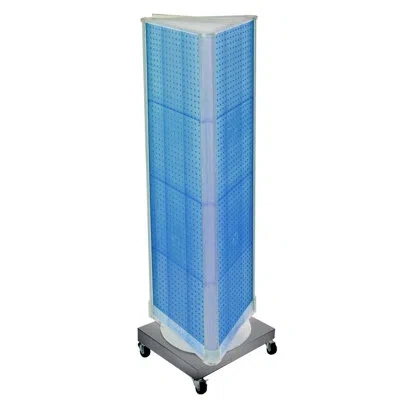 Azar Displays Three-sided Revolving Pegboard Tower Floor Display On Wheeled Metal Base. Spinner Rack Stand. Panel 