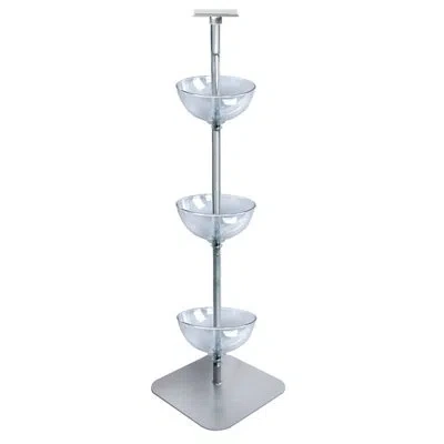Azar Displays Three-tiered 12" Bowl Floor Display In Clear