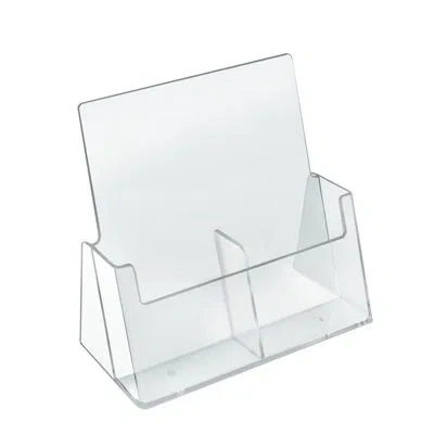 Azar Displays Trifold 2 Pocket, Side By Side Brochure Holder, 2-pack In Clear