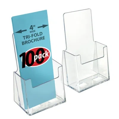 Azar Displays Trifold Brochure Holder. Inside Dimension: 4.125"w In Clear