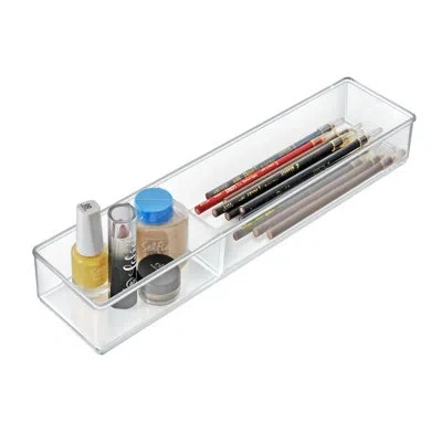 Azar Displays Two Compartment Slim Rectangle Cosmetic Organizer For Counter, 2-pack In Clear