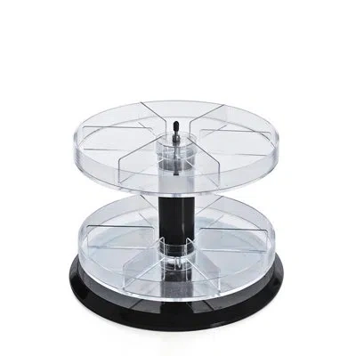 Azar Displays Two Tier Revolving Display 8"h X 11"dia. - 12 Sections In Clear