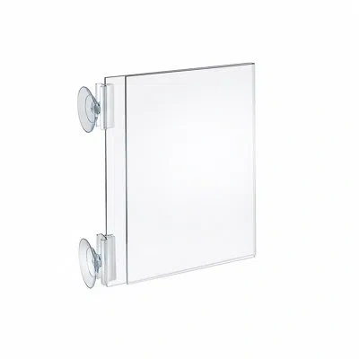 Azar Displays Two-sided Acrylic Sign Holder With Suction Cup Grippers 5.5"w X 8.5"h, 10-pack In Clear