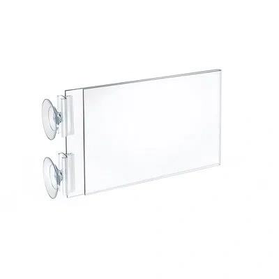 Azar Displays Two-sided Acrylic Sign Holder With Suction Cup Grippers 7"w X 5"h, 10-pack In Clear