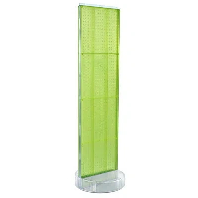 Azar Displays Two-sided Pegboard Floor Display On A Revolving Round Studio Base: Spinner Rack Stand. Panel Size: 1 In Green