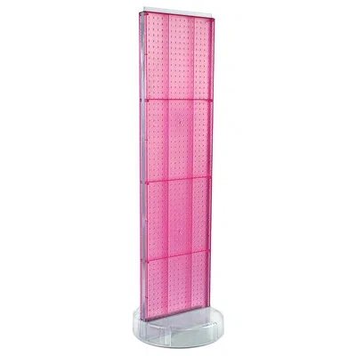 Azar Displays Two-sided Pegboard Floor Display On A Revolving Round Studio Base: Spinner Rack Stand. Panel Size: 1 In Pink