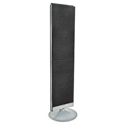 Azar Displays Two-sided Pegboard Floor Display On A Silver Round Stationary Base: Panel Size: 16"w X 60"h In Black