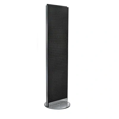 Azar Displays Two-sided Pegboard Floor Display On Revolving Base. Spinner Rack Stand. Panel Size: 16"w X 60"h In Black
