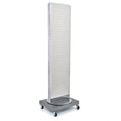 Azar Displays Two-sided Pegboard Floor Display On Revolving Wheeled Base. Spinner Rack Stand. Panel Size: 16"w X 6