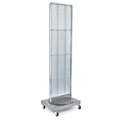 Azar Displays Two-sided Pegboard Floor Display On Revolving Wheeled Base. Spinner Rack Stand. Panel Size: 16"w X 6