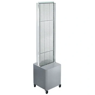 Azar Displays Two-sided Pegboard Floor Display On Studio Base W/ C-channels. Panel Size: 13.5"w X 44"h In Clear