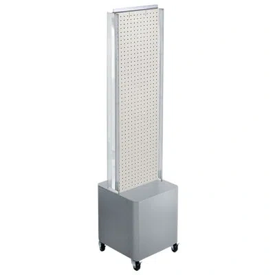 Azar Displays Two-sided Pegboard Floor Display On Studio Base W/ C-channels. Panel Size: 13.5"w X 44"h In White