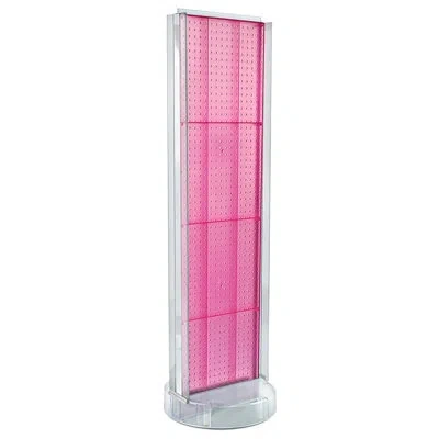 Azar Displays Two-sided Pegboard Floor Display W/ C-channel Sides On Revolving Round Studio Base. Spinner Rack Sta In Pink