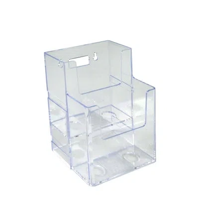 Azar Displays Two-tier, Two-pocket Trifold Brochure Holder, 2-pack In Clear
