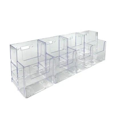 Azar Displays Two-tiered Tri-fold Brochure Counter Display (8 Pockets), 2-pack In Clear