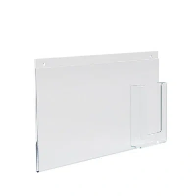 Azar Displays Wall Mount Sign Holder W/ Trifold Pocket: 11" W X 8.5" H Graphic Size. Overall Frame Size: 16" W X 8 In Clear