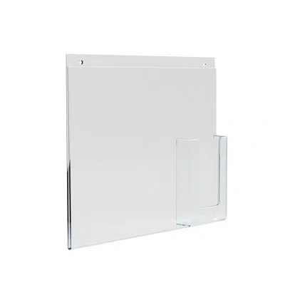 Azar Displays Wall Mount Sign Holder W/ Trifold Pocket: 8.5" W X 11" H Graphic Size. Overall Frame Size: 14" W X 1 In Clear