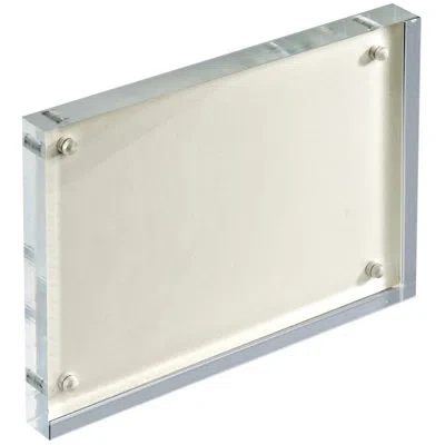 Azar Displays White Acrylic Block With Metal Back Plate, 2-pack