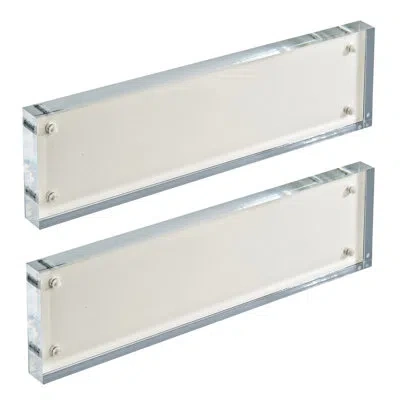 Azar Displays White Acrylic Block With Metal Back Plate 3" X 11", 2-pack