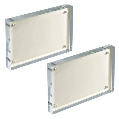 Azar Displays White Acrylic Block With Metal Back Plate 4" X 6", 2-pack