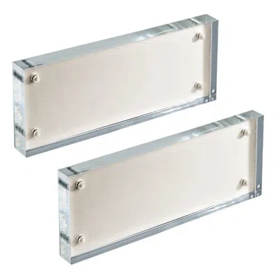 Azar Displays White Acrylic Frame Block With Metal Back Plate 3" X 8", 2-pack