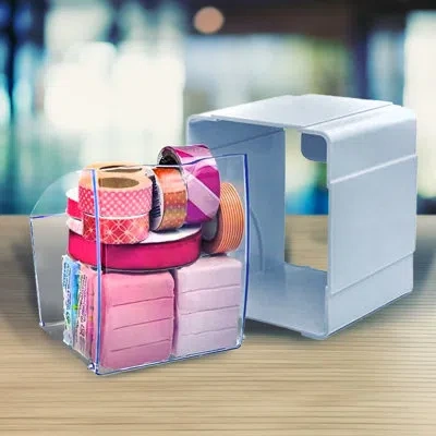 Azar Displays White Stackable Tilt Bin Counter Organizers 4 Pack