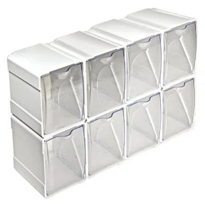 Azar Displays White Stackable Tilt Bin Counter Organizers 8-pack