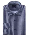 Azaro Uomo Men's Business Geometric Long Sleeve Button Down Shirt In Navy