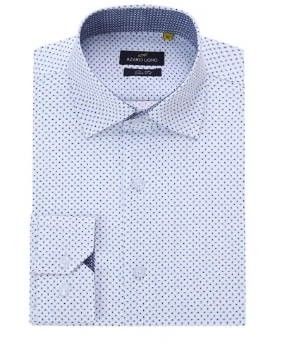Azaro Uomo Men's Business Geometric Long Sleeve Button Down Shirt In White
