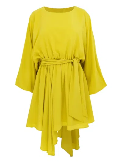 Azeeza Naila Silk Mini Dress In Yellow