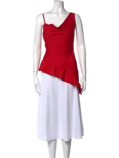 Pre-owned Azeeza Asymmetrical Sleeveless Top In Red