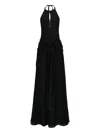 Azeeza Avya Halter-neck Tie-front Maxi Dress In Black